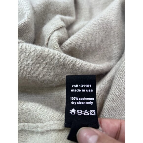 Beryll | O/S | 100% Cashmere Super Soft Beige Open Front Cardigan Sweater - Picture 6 of 9